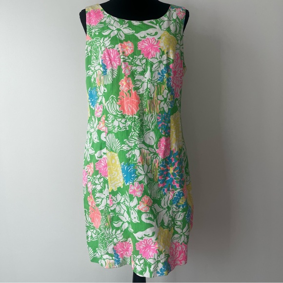 Lily Pulitzer Hibiscus Stroll Cathy Shift Dress Sz 12 Tropical Preppy Vacation - Picture 2 of 10